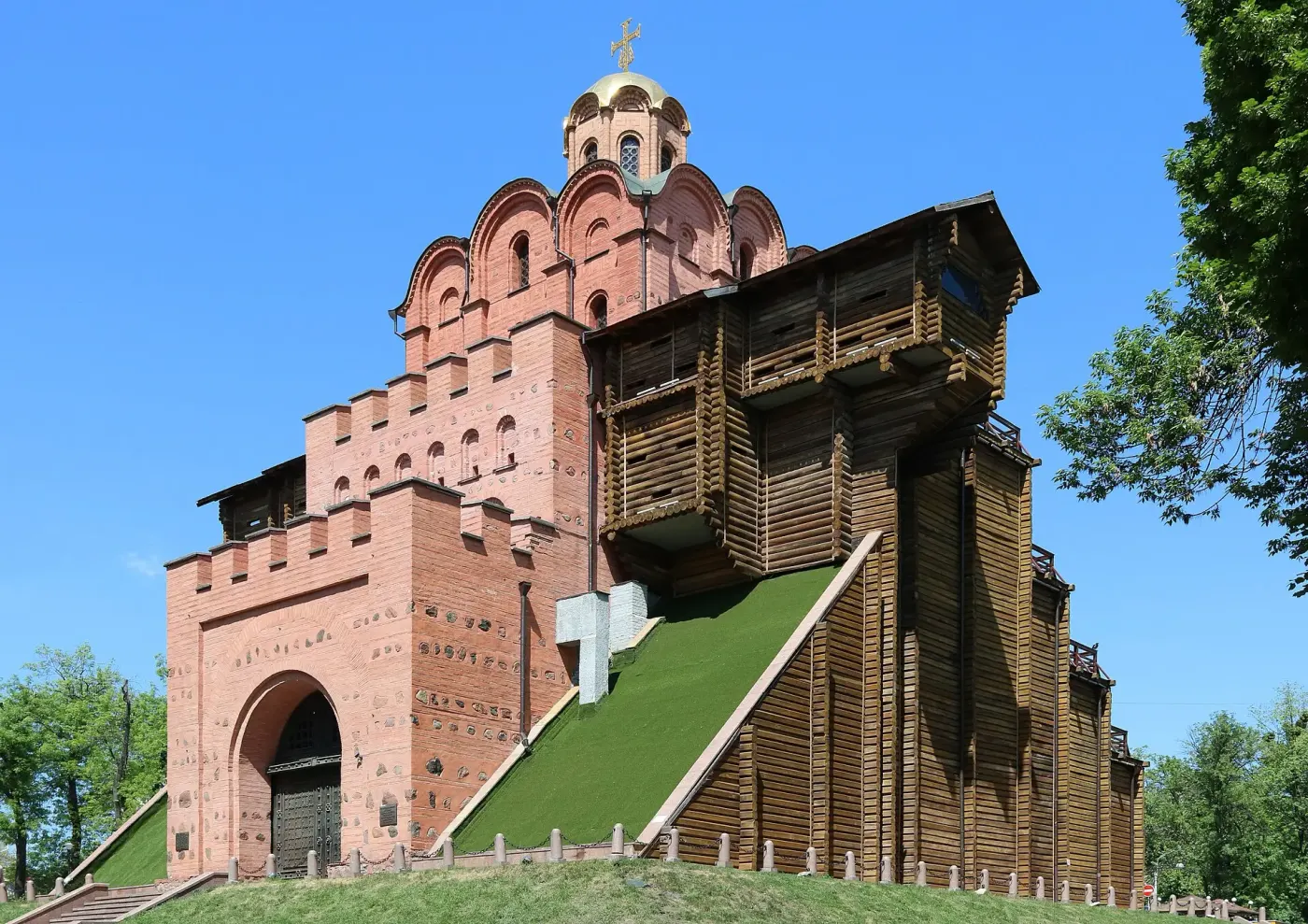 Photograph of the reconstructed Golden Gate of Kyiv, built in 1982 over the ruins of Yaroslav's 1037 gate